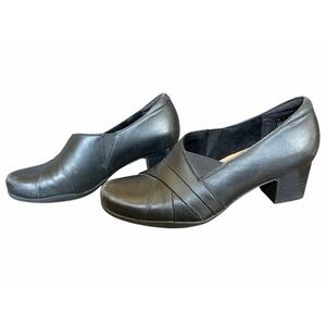 Clarks Womens Rosalyn Adele Black Leather Heels Pumps Shoes - Sz 9 - Black